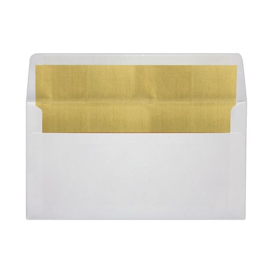 Picture of LUX Photo Greeting Foil-Lined Invitation Envelopes, A7, Peel & Stick Closure, White/Gold, Pack Of 50