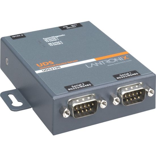 Picture of Lantronix 2 Port Serial (RS232/ RS422/ RS485) to IP Ethernet Device Server - US Domestic 110 VAC - Convert from RS-232; RS-485 to Ethernet using Serial over IP technology; Wall Mountable; Rail Mountable; Two DB-9 Serial Ports