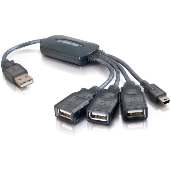 Picture of C2G 11in 4-Port USB Splitter - 3 USB A Ports and 1 USB Mini B Plug - USB 2.0 - Gray