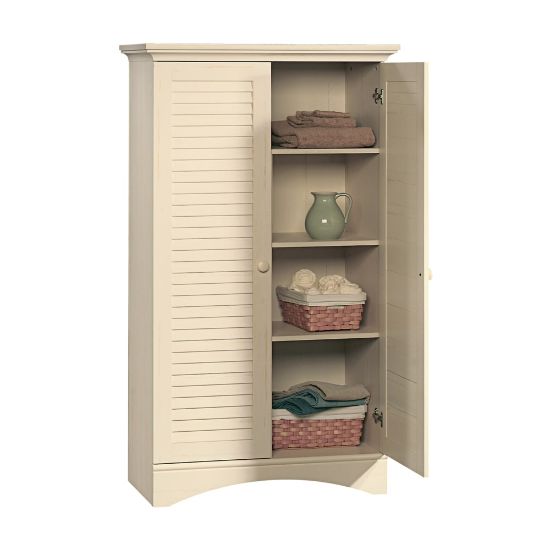 Picture of Sauder Harbor View Storage Cabinet, 4-Shelf, Antiqued White