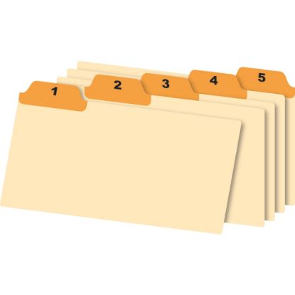 Picture of Office Depot Brand Manila Card Guides With Laminated Tabs, Daily, 3in x 5in, Manila/Orange, Pack Of 31 Guides