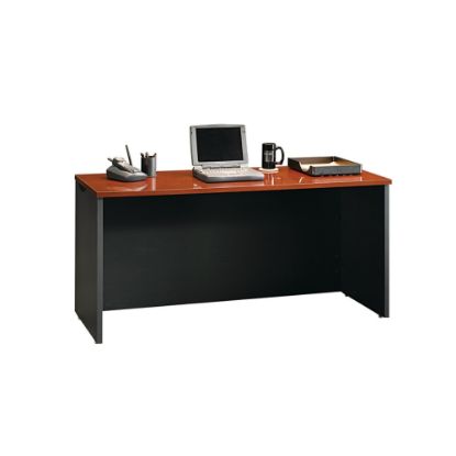 Picture of Sauder Via 60inW Computer Desk Credenza, Classic Cherry/Soft Black