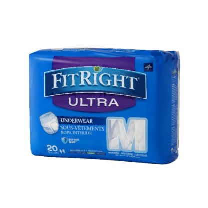 Picture of FitRight Ultra Protective Underwear, Medium, 28 - 40in, White, Case Of 20