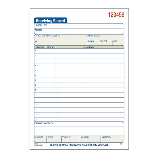 Picture of Adams Carbonless 2-Part Receiving Record Book, 5 9/16in x 8 7/16in, Book Of 50 Sets