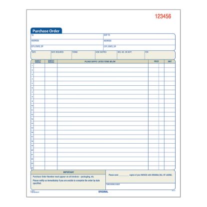 Picture of Adams Carbonless Purchase Order Book, 8 3/8in x 10 11/16in, 2-Part, 50 Set Pad