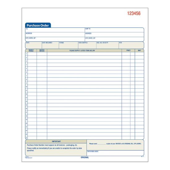 Picture of Adams Carbonless Purchase Order Book, 8 3/8in x 10 11/16in, 2-Part, 50 Set Pad