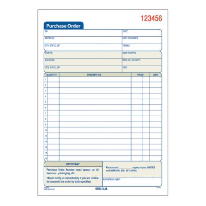 Picture of Adams Carbonless Purchase Order Book, 5 9/16in x 8 7/16in, 3-Part, 50 Set Pad