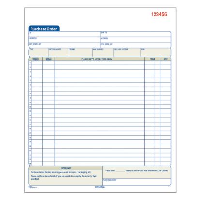 Picture of Adams Carbonless Purchase Order Book, 8 3/8in x 10 11/16in, 3-Part, 50 Set Pad