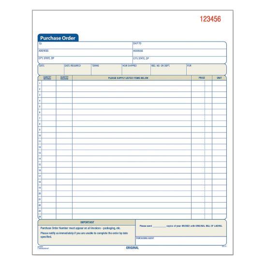 Picture of Adams Carbonless Purchase Order Book, 8 3/8in x 10 11/16in, 3-Part, 50 Set Pad