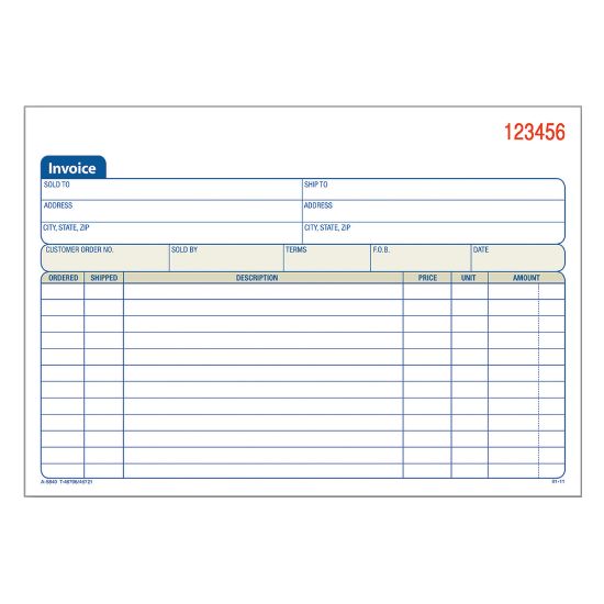 Picture of Adams Carbonless Invoice Books, 2-Part, 8 7/16in x 5 9/16in, Pack Of 50