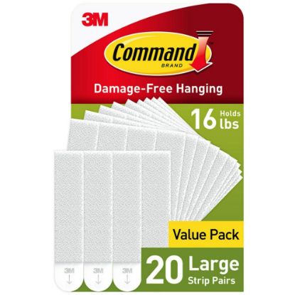 Picture of Command Large Picture Hanging Strips, Damage Free Hanging Picture Hangers, No Tools Wall Hanging Strips, 20 Pairs (40 Command Strips), Use to Hang Dorm Decorations, White