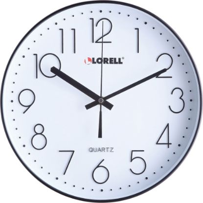 Picture of Lorell 12in Round Quiet Wall Clock - Analog - Quartz - Black