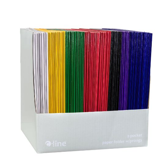 Picture of C-Line 2-Pocket Paper Folders With Prongs, Letter Size, Assorted Colors, Pack Of 100 Folders