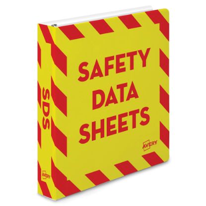 Picture of Avery Preprinted Safety Data Sheet 3-Ring Binder, 1 1/2in Rings, Yellow/Red