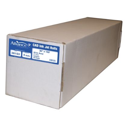 Picture of Alliance CAD Bond Paper, 3in Core, 36in x 150ft, 92 Brightness, 20 Lb, White, Pack Of 4 Rolls