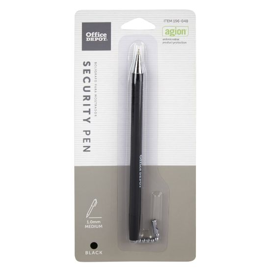 Picture of Office Depot Brand Security Counter Pen With Antimicrobial Protection, Refill, Medium Point, 1.0 mm, Black Ink