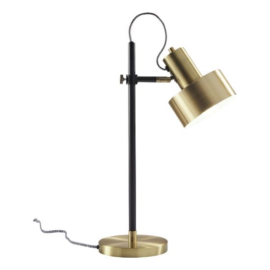 Picture of Adesso Clayton Desk Lamp, 22-1/2inH, Antique-Brass Shade/Matte-Black Base