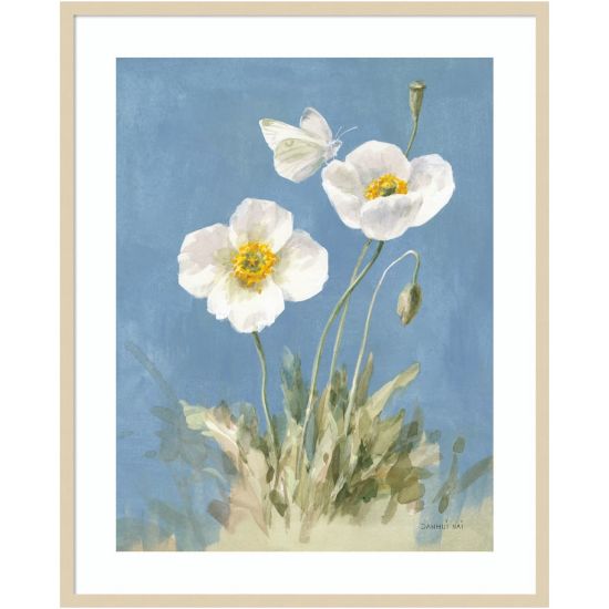 Picture of Amanti Art White Poppies I by Danhui Nai Wood Framed Wall Art Print, 33inW x 41inH, Natural