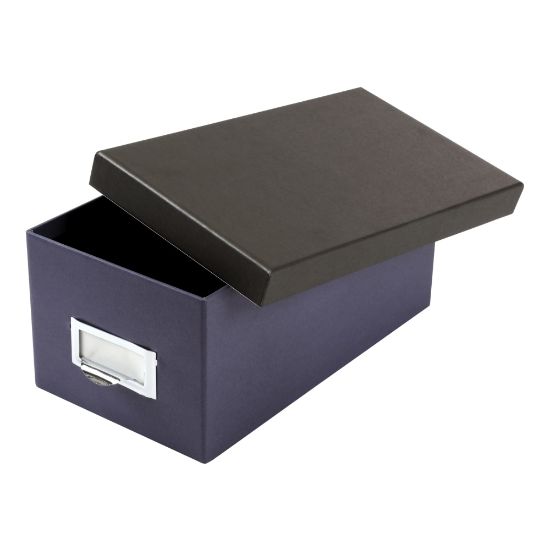 Picture of Oxford Index Card Storage Box, 4in x 6in, Indigo/Black