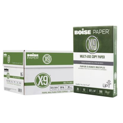 Picture of Boise X-9 Multi-Use Printer & Copy Paper, 10 Reams, White, Legal (8.5in x 14in), 5000 Sheets Per Case, 20 Lb, 92 Brightness