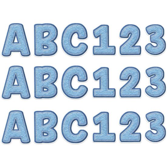 Picture of Eureka 4in Deco Letters, A Close-Knit Class Blue Felt, 179 Letters Per Pack, Set Of 3 Packs