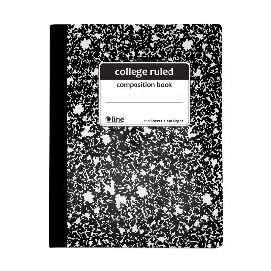 Picture of C-Line Narrow Rule Composition Notebooks, 7-1/2in x 9-3/4in, 100 Sheets, Black Marble, Pack Of 12 Notebooks