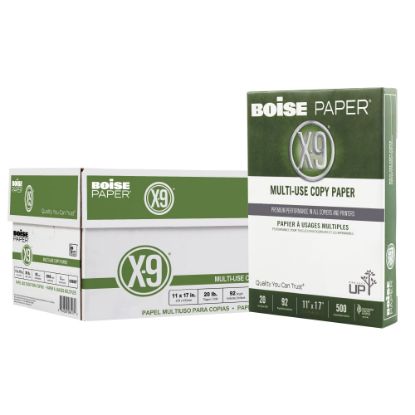 Picture of Boise X-9 Multi-Use Printer & Copy Paper, 5 Reams, White, Ledger (11in x 17in), 2500 Sheets Per Case, 20 Lb, 92 Brightness