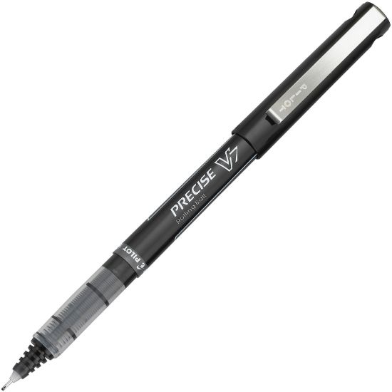 Picture of Pilot Precise V7 Premium Capped Rolling Ball Pens, Bar Coded, Fine Point, 0.7 mm, Clear Barrel, Black Ink, Pack Of 12 Pens