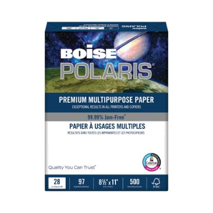 Picture of Boise POLARIS Premium Multi-Use Printer & Copy Paper, 1 Ream, White, Letter (8.5in x 11in), 500 Sheets Per Ream, 28 Lb, 92 Brightness, FSC Certified