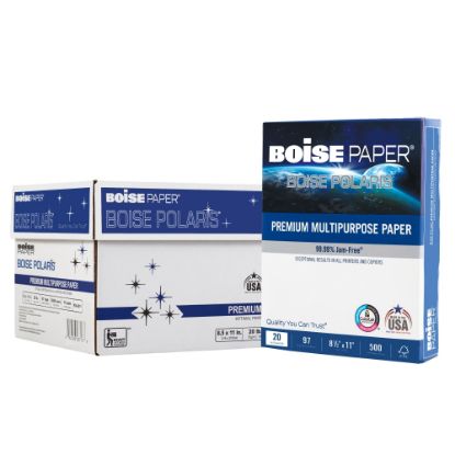 Picture of Boise POLARIS Premium Multi-Use Printer & Copy Paper, 10 Reams, White, Letter (8.5in x 11in), 5000 Sheets Per Case, 20 Lb, 97 Brightness, FSC Certified