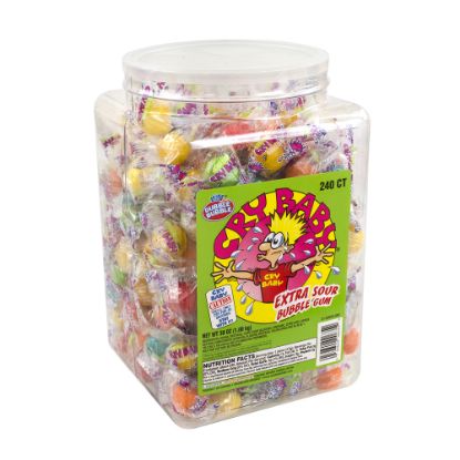 Picture of Cry Baby Extra-Sour Bubble Gum, Assorted, 35.2 Oz Tub