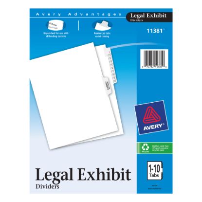 Picture of Avery Premium Collated Legal Dividers Avery Style, Side-Tab, 1-10 & Table Of Contents, 8 1/2in x 11in