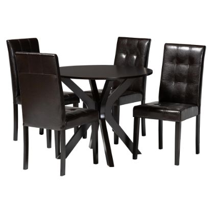 Picture of Baxton Studio Marie Dining Set, 29-15/16inH x 35-7/16inW x 35-7/16inD, Dark Brown/Espresso Brown