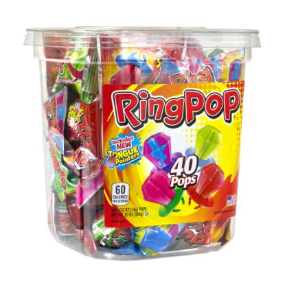 Picture of Ring Pops Candy, 0.5 Oz, Assorted Flavors, Pack Of 40