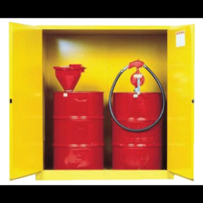 Picture of Vertical Drum Safety Cabinets, Manual-Closing, (2) 55 Gallon Drum, w/Support