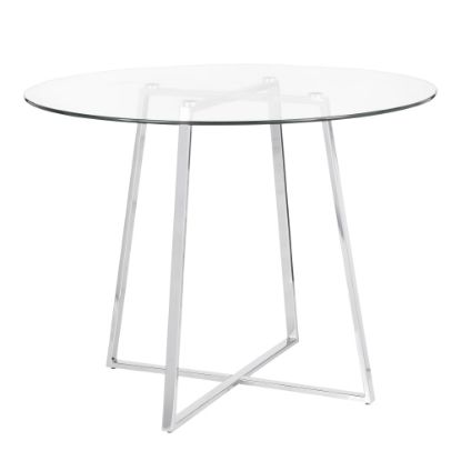 Picture of LumiSource Cosmo Glass Dining Table, 30-1/4inH x 39-1/2inW x 39-1/2inD, Clear/Chrome