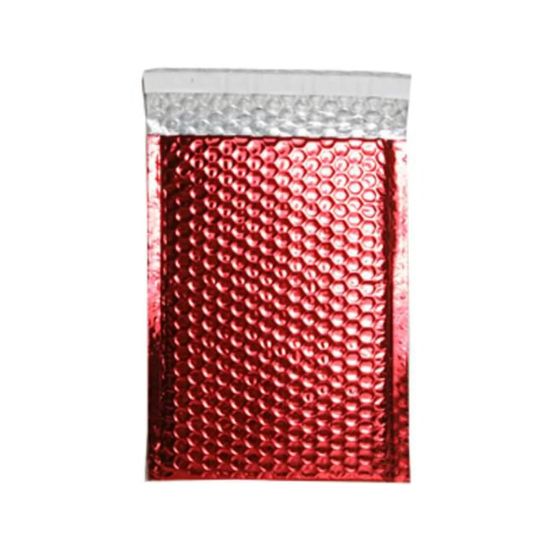 Picture of JAM Paper Open-End Metallic Bubble Envelopes, 6 3/8in x 9 1/2in x 1/2in, Red, Pack Of 12