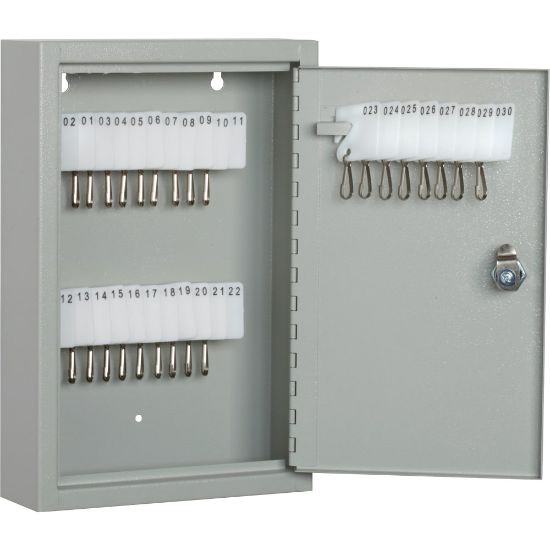 Picture of SKILCRAFT Key Cabinet - 17.3in x 14in x 3.3in - Hinged Door(s) - Cylinder Lock, Scratch Resistant, Corrosion Resistant - Gray - Baked Enamel - Steel - Recycled