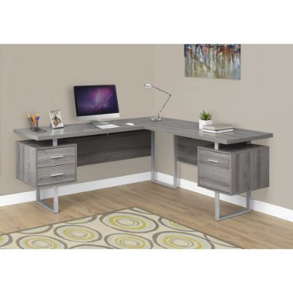 Picture of Monarch Specialties 71inW L-Shaped Corner Desk With 2 Drawers, Dark Taupe