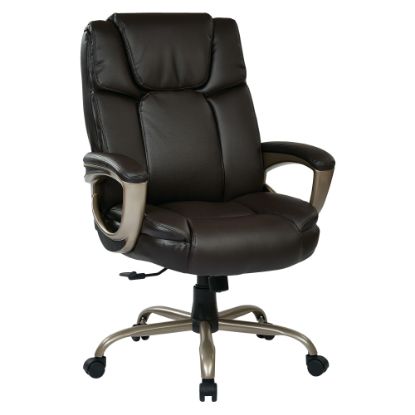 Picture of Office Star Work Smart Big & Tall Bonded Leather High-Back Chair, Espresso/Cocoa