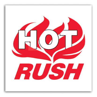 Picture of Tape Logic Preprinted Shipping Labels, DL3193, "Hot Rush", 4in x 4in, Red/White, Roll Of 500