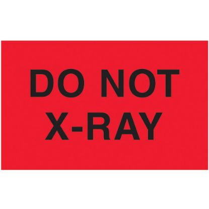 Picture of Preprinted Special Handling Labels, DL2361, "Do Not X-Ray", 5in x 3in, Fluorescent Red, Roll Of 500