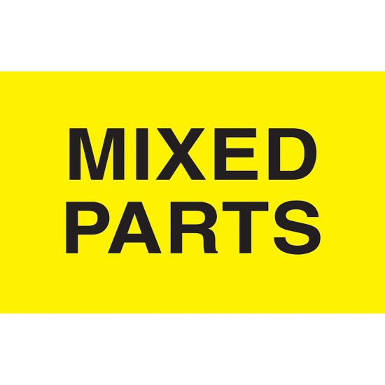 Picture of Preprinted Special Handling Labels, DL2521, "Mixed Parts", 5in x 3in, Bright Yellow, Roll Of 500