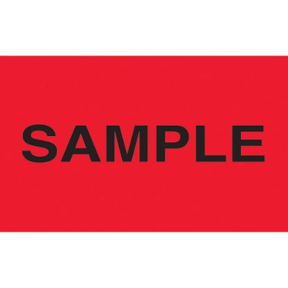 Picture of Preprinted Special Handling Labels, DL2781, "Sample", 5in x 3in, Fluorescent Red, Roll Of 500