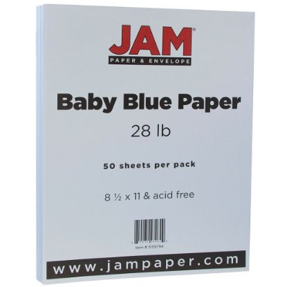 Picture of JAM Paper Color Multi-Use Printer & Copy Paper, Baby Blue, Letter (8.5in x 11in), 50 Sheets Per Pack, 28 Lb