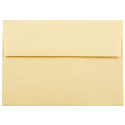 Picture of JAM Paper Parchment Booklet Invitation Envelopes, A7, Gummed Seal, 30% Recycled, Antique Gold, Pack Of 25