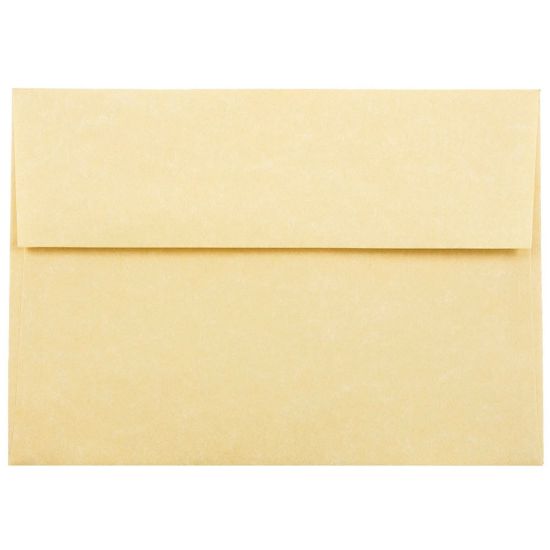 Picture of JAM Paper Parchment Booklet Invitation Envelopes, A7, Gummed Seal, 30% Recycled, Antique Gold, Pack Of 25