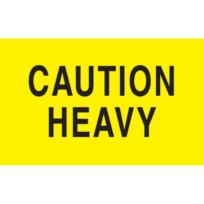 Picture of Preprinted Special Handling Labels, DL2101, "Caution Heavy", 5in x 3in, Bright Yellow, Roll Of 500