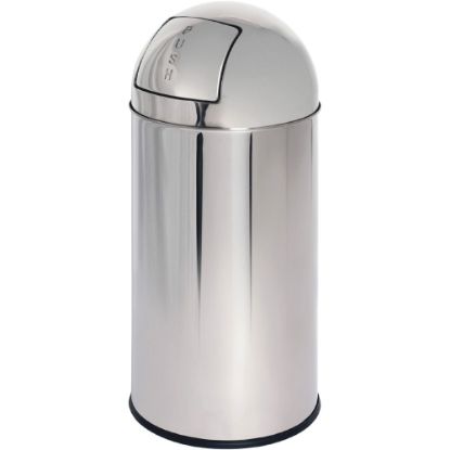 Picture of Genuine Joe Classic Round-Top Receptacle, 12 Gallons, Silver