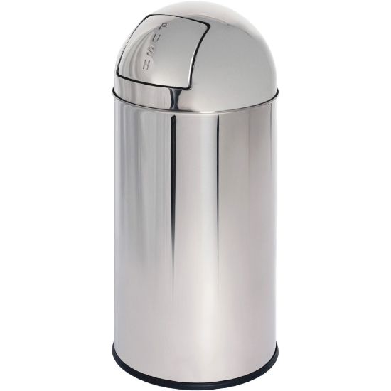 Picture of Genuine Joe Classic Round-Top Receptacle, 12 Gallons, Silver